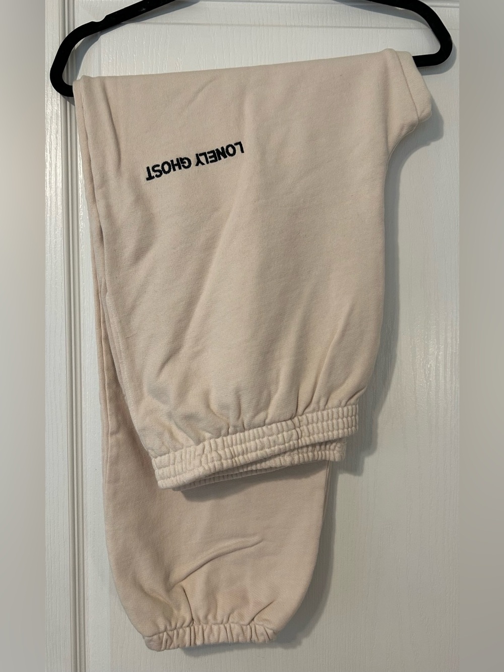 Lonely Ghost Dailys Cream Jogger Sweatpants with Black Logo
